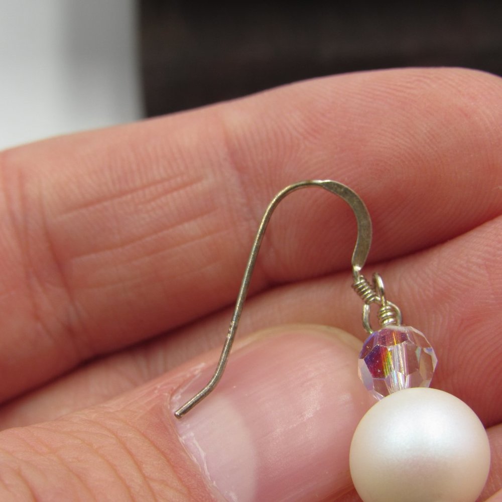 Sterling Silver Crystal & Odd Ball Dangle Earrings - Picture 2 of 4